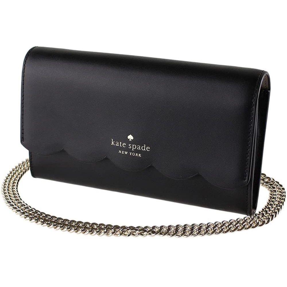 Kate Spade Gemma Black Smooth Leather Wallet with Removable Chain (WLR00552)